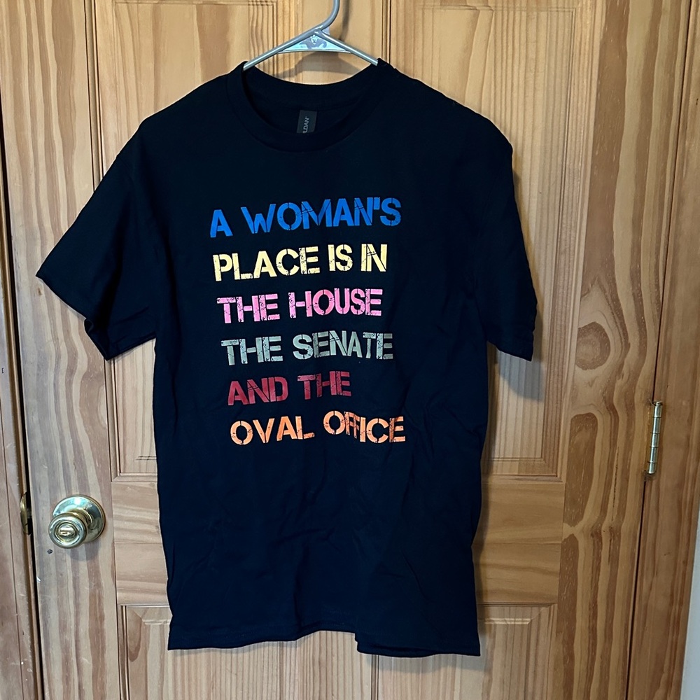 Gildan Black Tee with Bright Multicolor Text